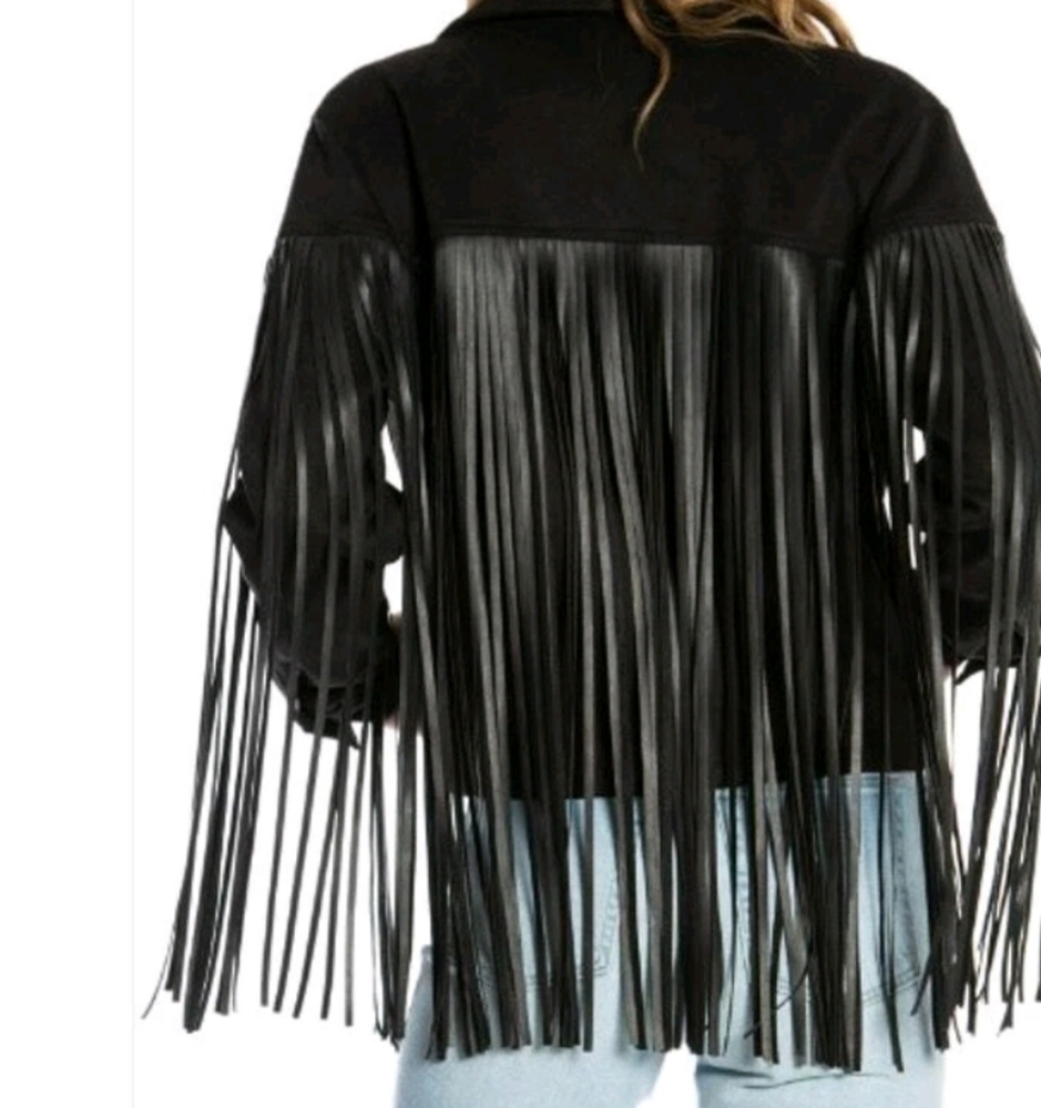 Juicy Couture Black Fringed Jacket Sz S NWT - Picture 3 of 12